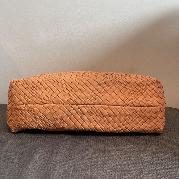 FALOR Made In Italy Leather Woven Tote - Cognac - NWT - Picture 6 of 10